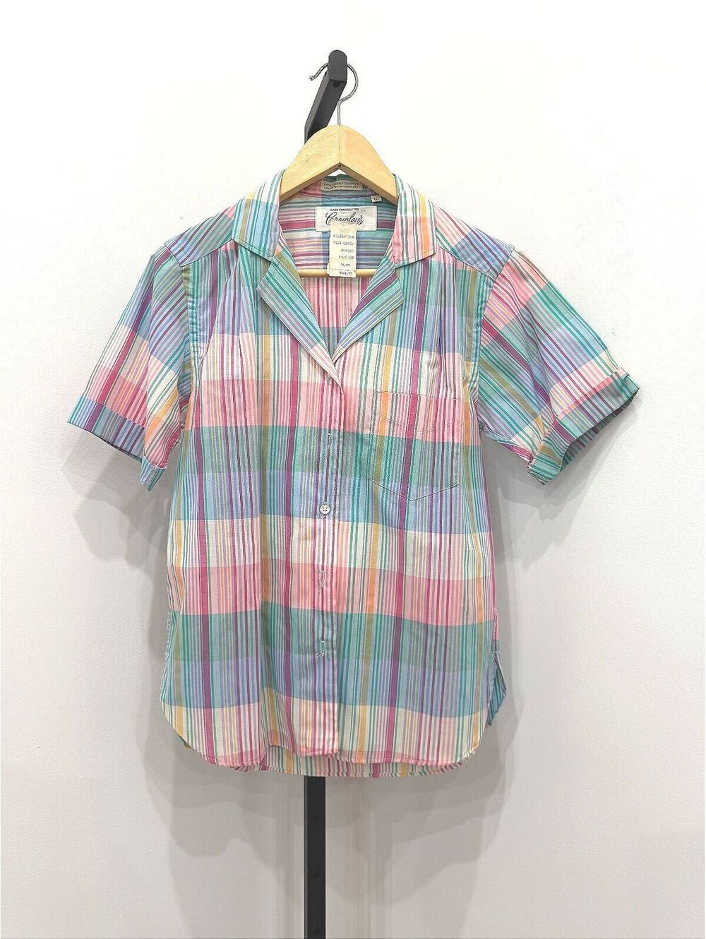 NWT Vintage Crowley's Multicolor Striped Short Sleeve Button-Up Shirt Size 10